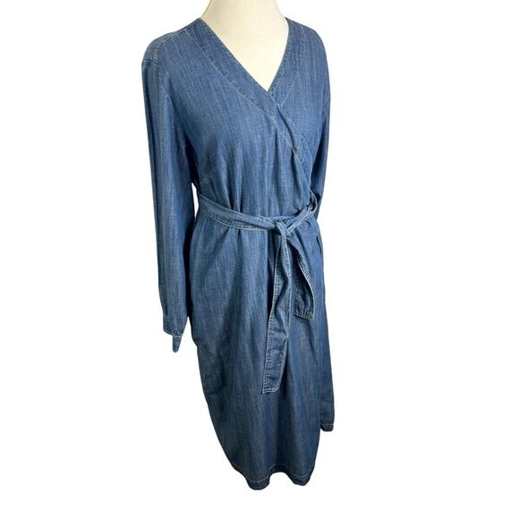 Pendleton Denim Chambray Wrap Dress Pockets Long Sleeve Classic Preppy Size 1X - Picture 6 of 10